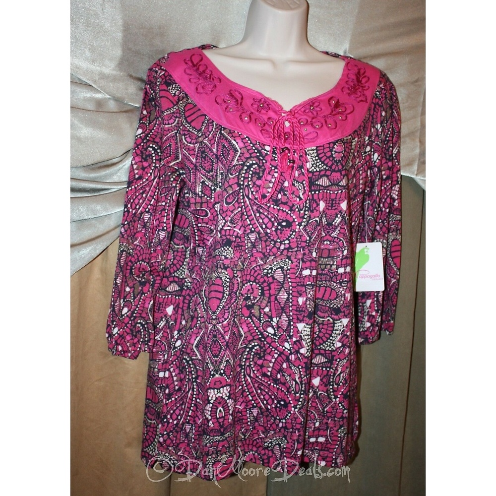 Pappagallo Tie Front Top Long Sleeve Paisley NWT